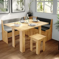 Vicco Groupe de banquettes dangle Chêne de force doré 150x41.5cm avec table