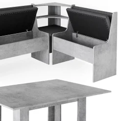 Vicco Groupe de banquettes dangle Béton 150x41.5cm avec table