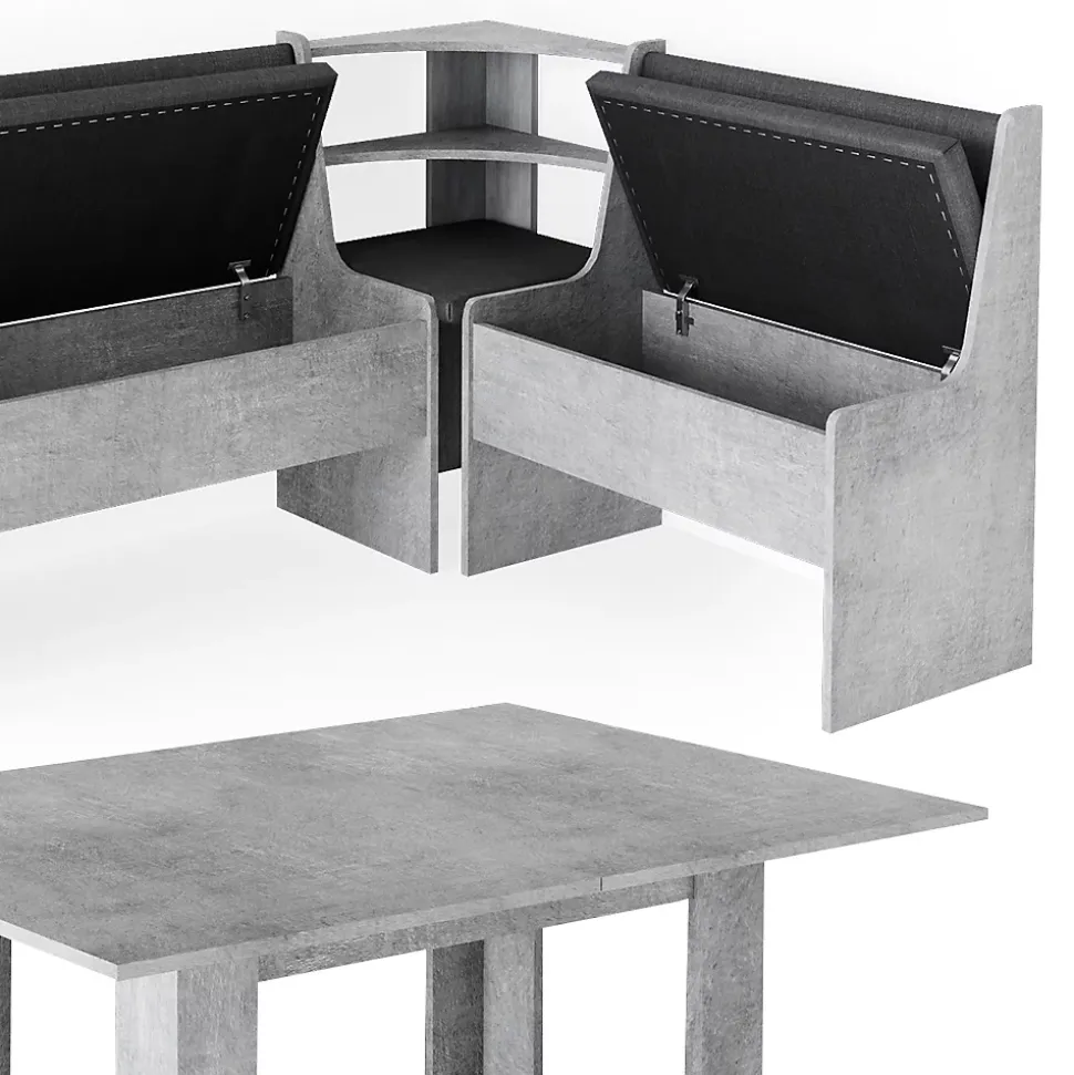 Vicco Groupe de banquettes dangle Béton 150x41.5cm avec table