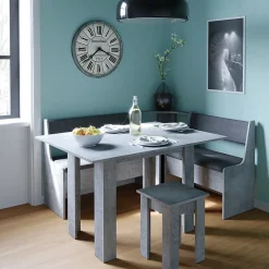 Vicco Groupe de banquettes dangle Béton 150x41.5cm avec table