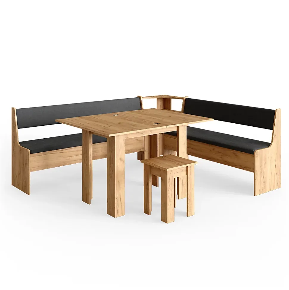 Vicco Groupe de banquettes dangle Chêne de force doré 210x41.5cm avec table
