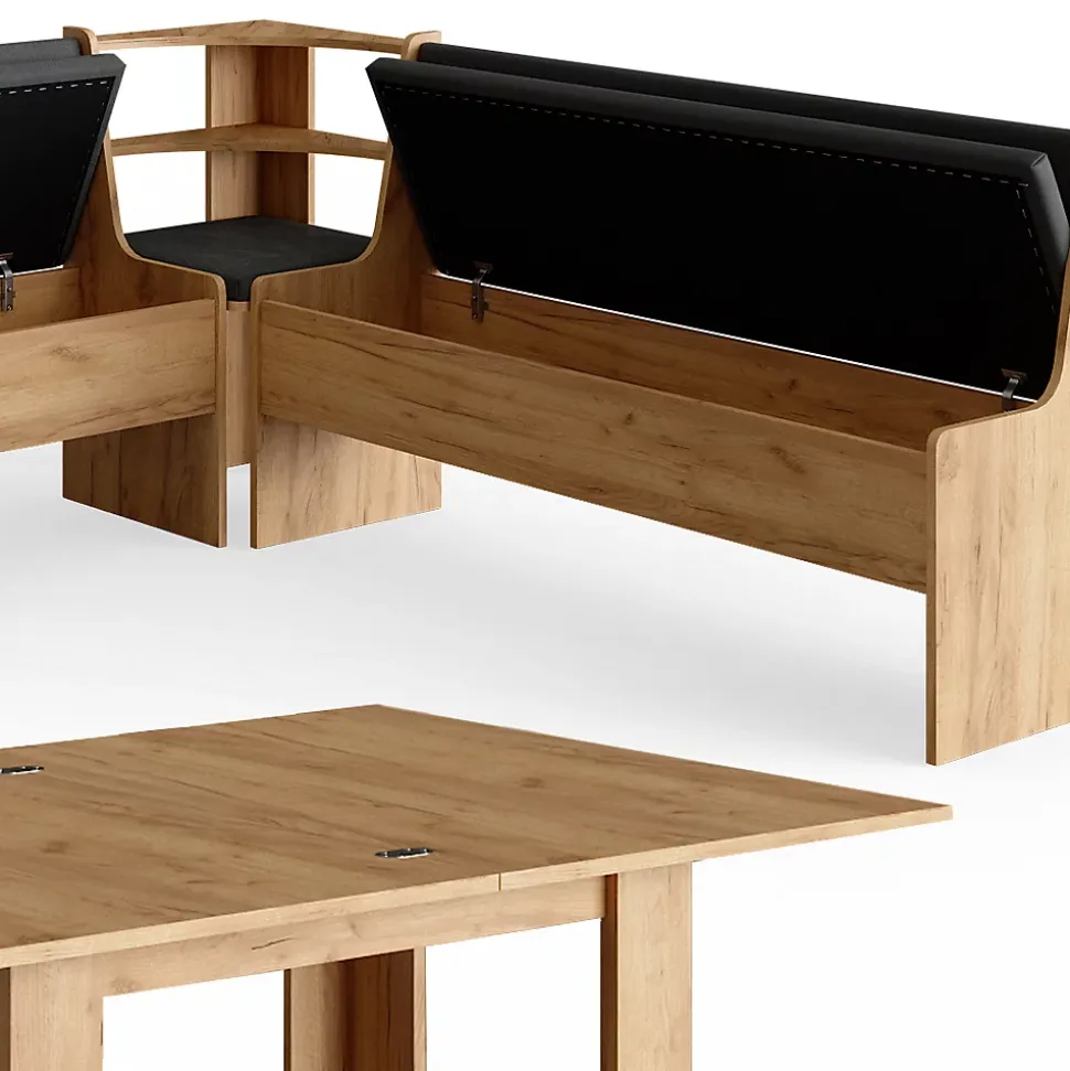 Vicco Groupe de banquettes dangle Chêne de force doré 210x41.5cm avec table