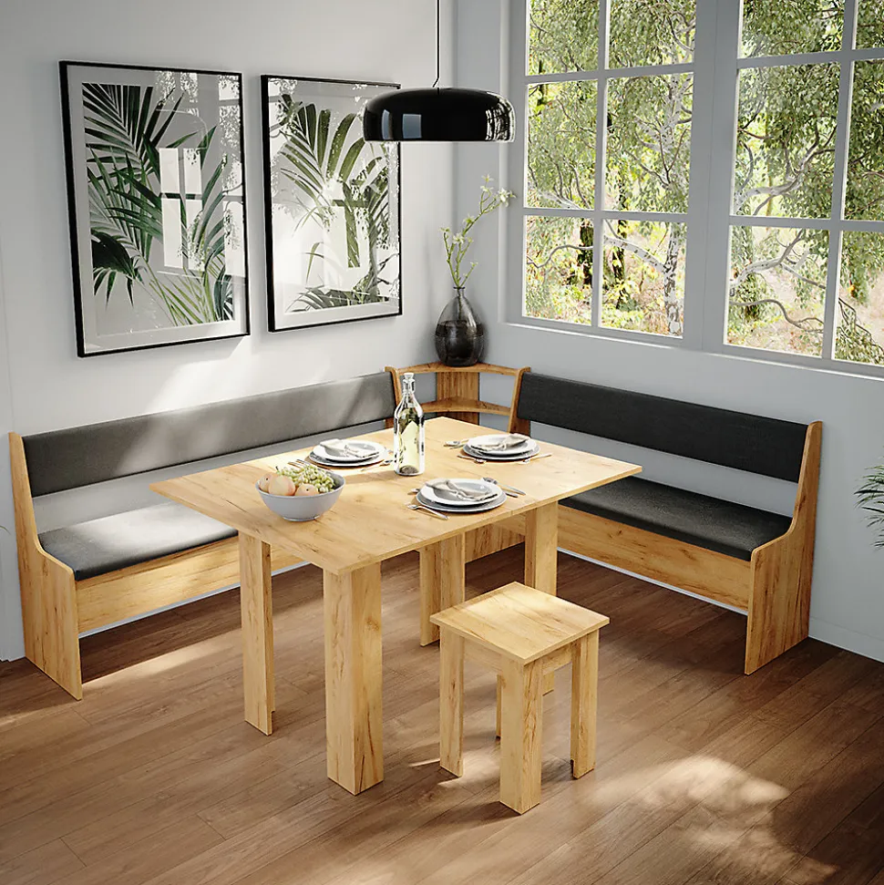 Vicco Groupe de banquettes dangle Chêne de force doré 210x41.5cm avec table