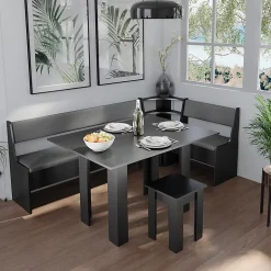 Vicco Groupe de banquettes dangle Noir 120x41.5cm avec table