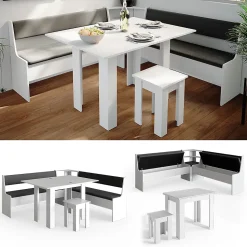 Vicco Groupe de banquettes dangle Blanc 180x41.5cm avec table