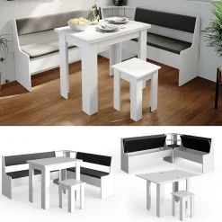 Vicco Groupe de banquettes dangle Blanc 180x41.5cm avec table