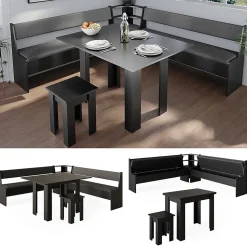 Vicco Groupe de banquettes dangle Noir 210x41.5cm avec table