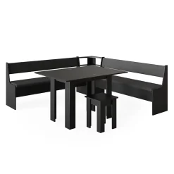 Vicco Groupe de banquettes dangle Noir 210x41.5cm avec table