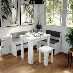 Vicco Groupe de banquettes dangle Blanc 150x41.5cm avec table