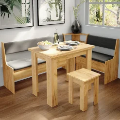 Vicco Groupe de banquettes dangle Chêne de force doré 136.6x60cm avec table