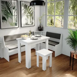 Vicco Groupe de banquettes dangle Blanc 180x41.5cm avec table