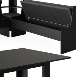 Vicco Groupe de banquettes dangle Noir 180x41.5cm avec table