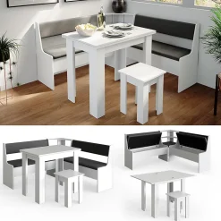 Vicco Groupe de banquettes dangle Blanc 150x41.5cm avec table