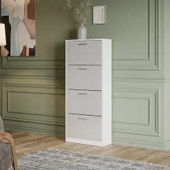 Vicco Le basculeur à chaussures blanc/blanc brillant 59x137cm avec 4 compartiments