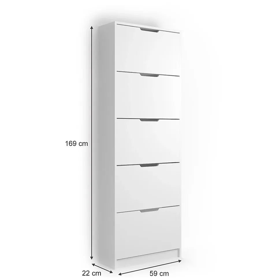 Vicco Meuble à chaussure Blanc 22x169cm 5 compartiments
