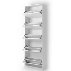 Vicco Meuble à chaussure Blanc 22x169cm 5 compartiments