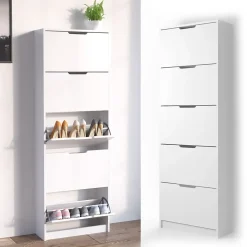 Vicco Meuble à chaussure Blanc 22x169cm 5 compartiments