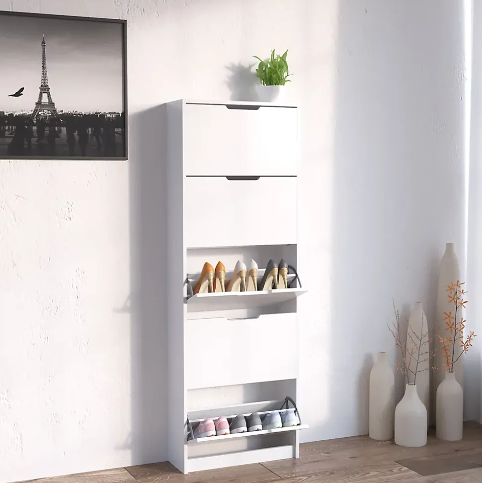 Vicco Meuble à chaussure Blanc 22x169cm 5 compartiments