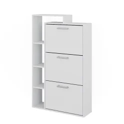 Vicco Meuble à chaussure Blanc 80x128.3cm avec 3 compartiments
