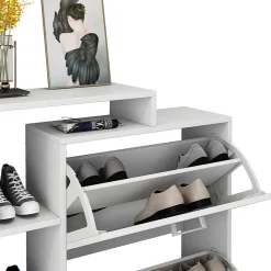 Vicco Meuble à chaussure Blanc 80x90cm