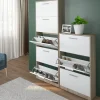 Vicco Meuble à chaussure Blanc/Sonoma 59x169.5cm
