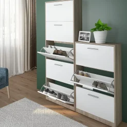 Vicco Meuble à chaussure Blanc/Sonoma 59x169.5cm