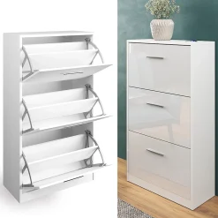 Vicco Meuble à chaussure Blanc Haute brillance 59x105cm