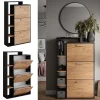 Vicco Meuble à chaussure Chêne de force doré 80x128.3cm avec 3 compartiments