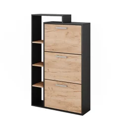 Vicco Meuble à chaussure Chêne de force doré 80x128.3cm avec 3 compartiments
