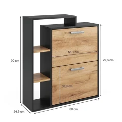 Vicco Meuble à chaussure Chêne de force doré 24.5x90cm 2 compartiments