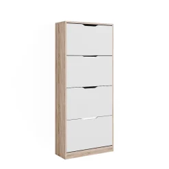 Vicco Meuble à chaussure Sonoma/blanc 59x137cm avec 4 tiroirs rabattables