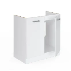 Vicco Meuble bas pour lévier Blanc Haute brillance 80cm avec portes, sans PT