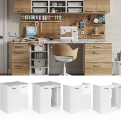 Vicco Meuble bas pour lévier Blanc Haute brillance 80cm avec portes, sans PT