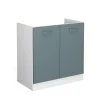 Vicco Meuble bas pour lévier Bleu-gris 80cm avec portes, sans PT