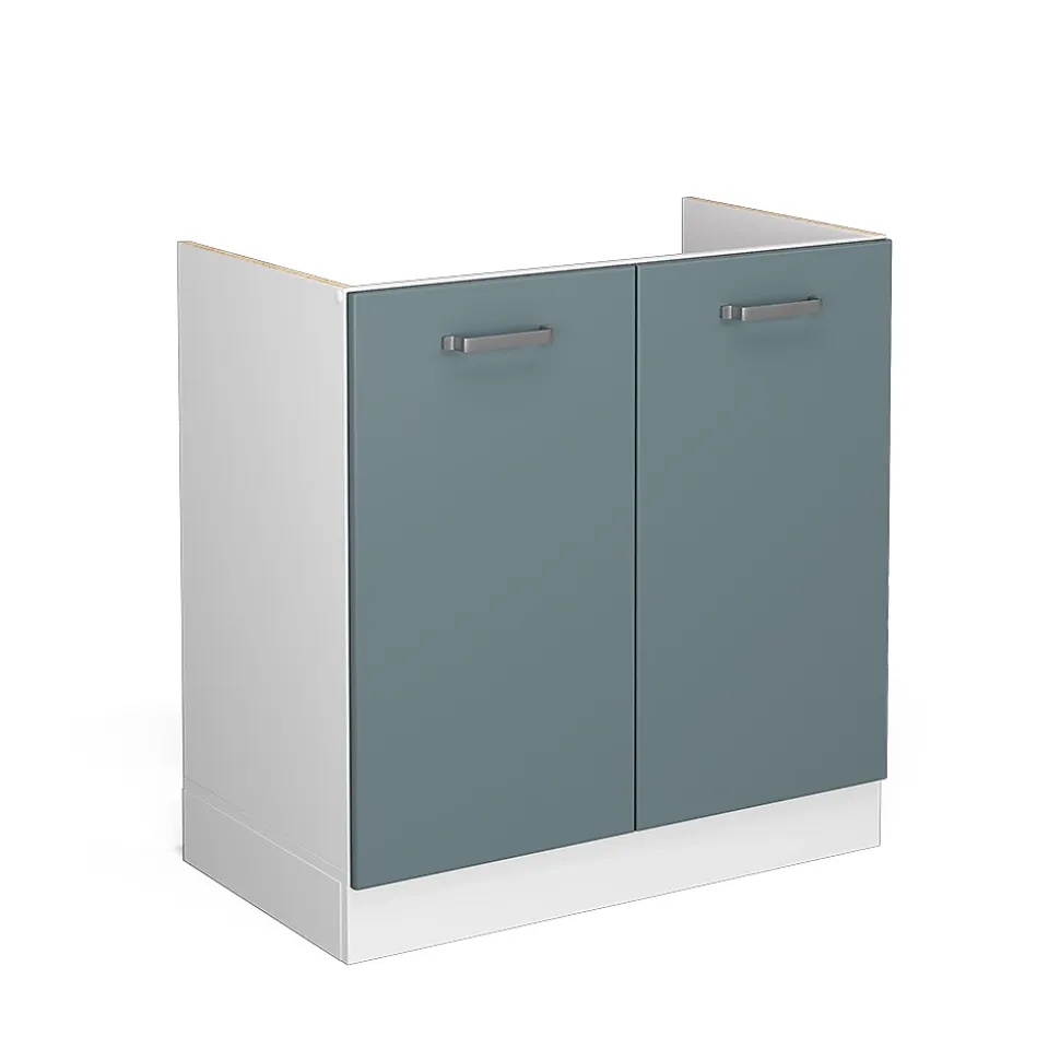 Vicco Meuble bas pour lévier Bleu-gris 80cm avec portes, sans PT