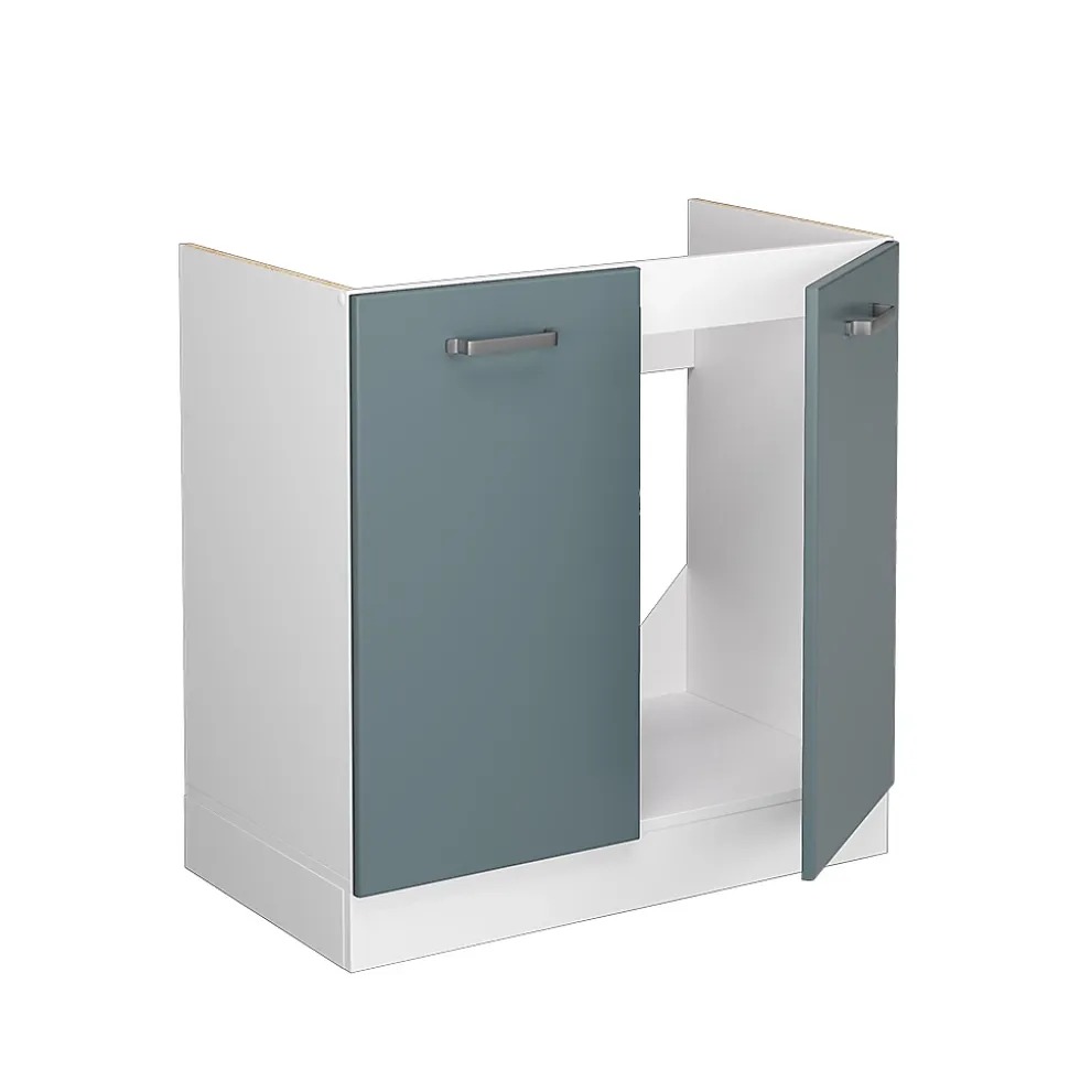 Vicco Meuble bas pour lévier Bleu-gris 80cm avec portes, sans PT