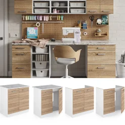 Vicco Meuble bas pour lévier Sonoma 80cm avec portes, avec PT