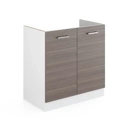 Vicco Meuble bas pour lévier Gris 80cm avec portes, sans PT