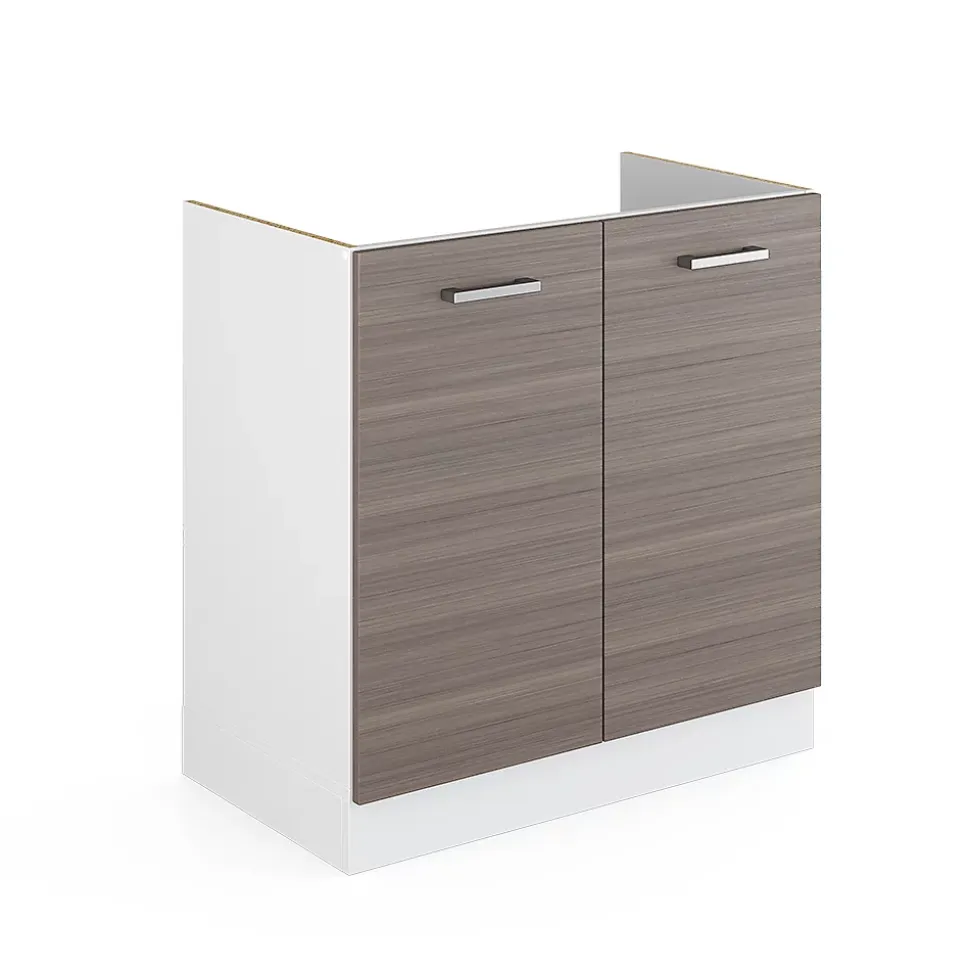 Vicco Meuble bas pour lévier Gris 80cm avec portes, sans PT