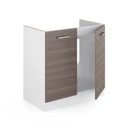Vicco Meuble bas pour lévier Gris 80cm avec portes, sans PT