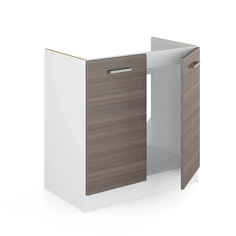 Vicco Meuble bas pour lévier Gris 80cm avec portes, sans PT