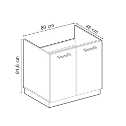Vicco Meuble bas pour lévier Rouge bordeaux Haute brillance 80cm avec portes, sans PT