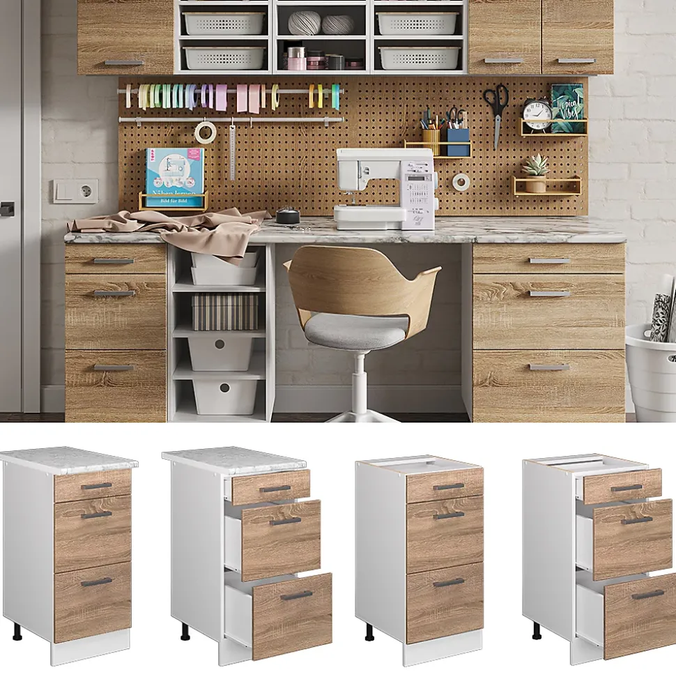 Vicco Meuble bas universel Sonoma 40cm avec tiroirs, sans PT
