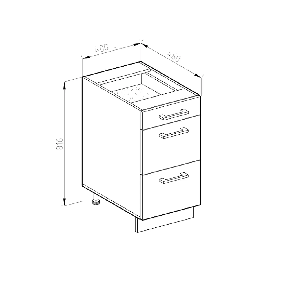 Vicco Meuble bas universel Sonoma 40cm avec tiroirs, sans PT