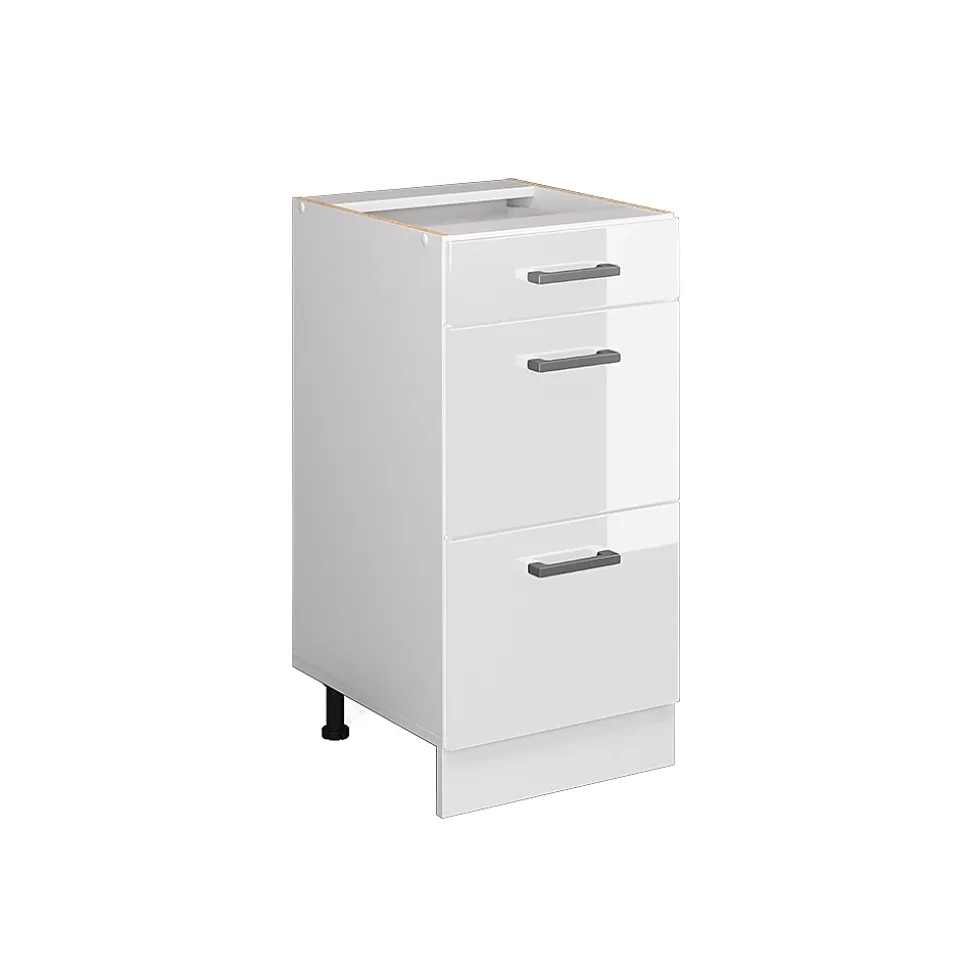 Vicco Meuble bas universel Blanc Haute brillance 40cm avec tiroirs