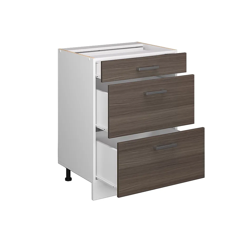 Vicco Meuble bas universel Gris 60cm avec tiroirs, sans PT