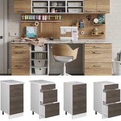 Vicco Meuble bas universel Gris 40cm avec tiroirs, sans PT