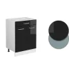 Vicco Meuble bas universel Noir Haute brillance 60cm avec tiroirs, sans PT