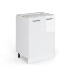 Vicco Meuble bas universel Blanc Haute brillance 60cm avec portes, sans PT