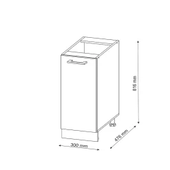 Vicco Meuble bas universel Blanc Haute brillance 30cm avec porte, sans PT